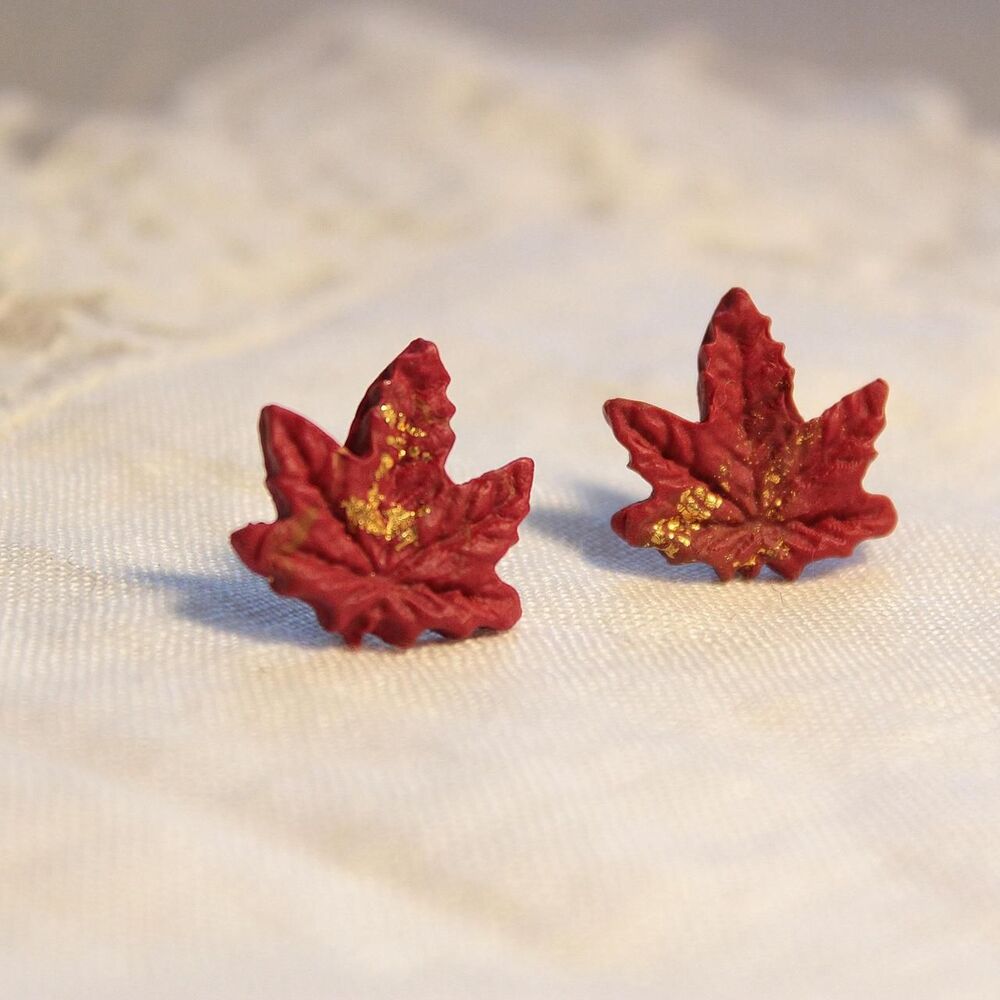 Fall fairycore maple leaf stud earrings